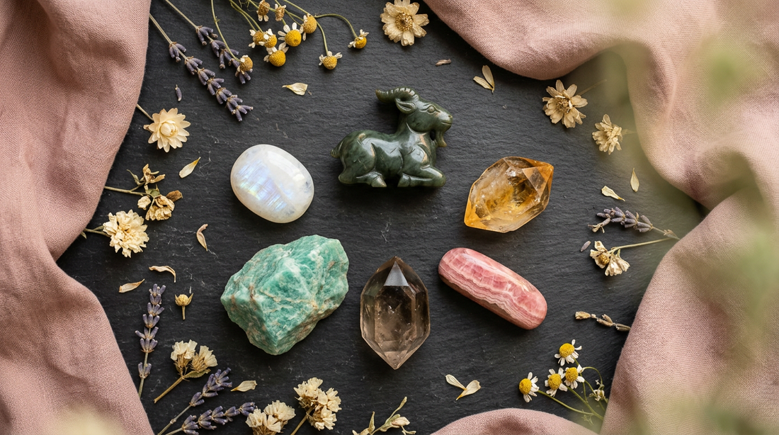 Goat Zodiac Crystals: The artist and nurturer of the zodiac — gentle creativity, quiet resilience, and the sacred ability to transform chaos into harmony