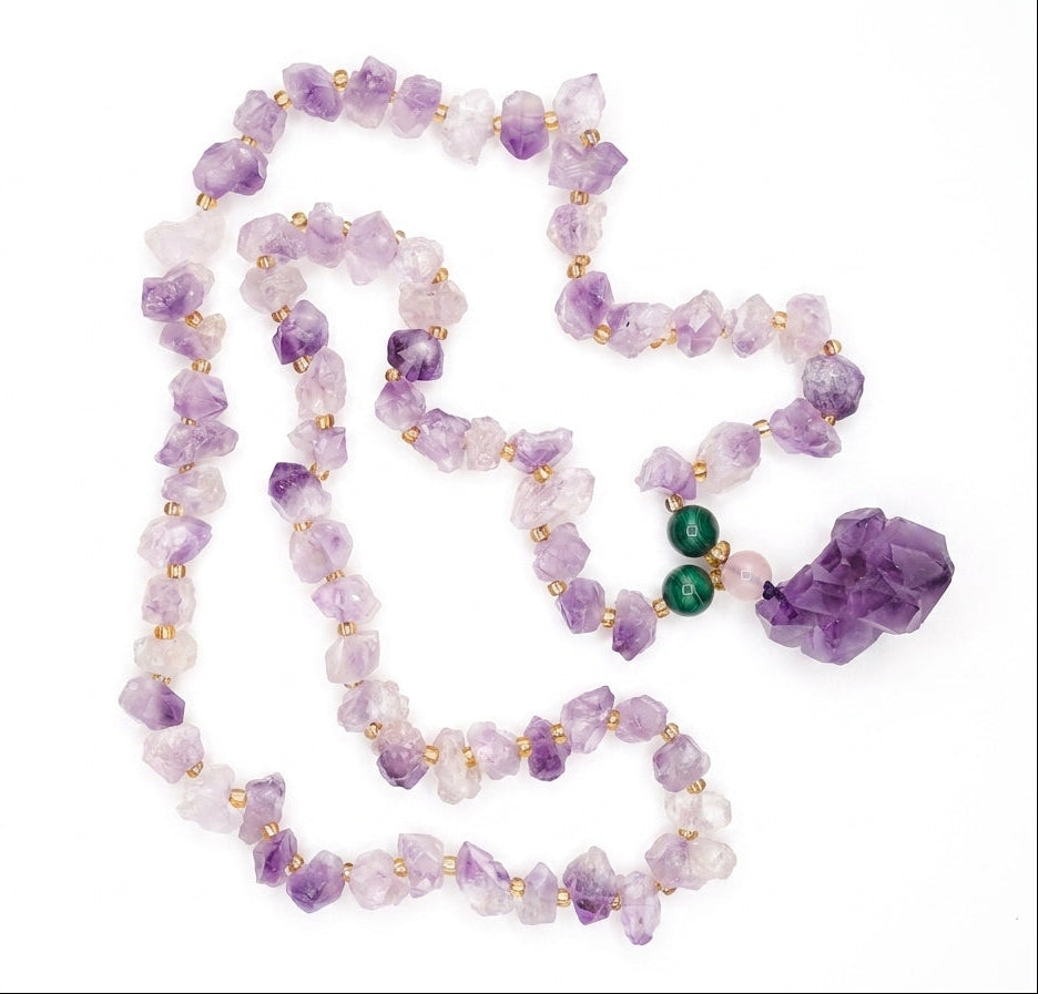 Raw Amethyst Point Pendant Necklace