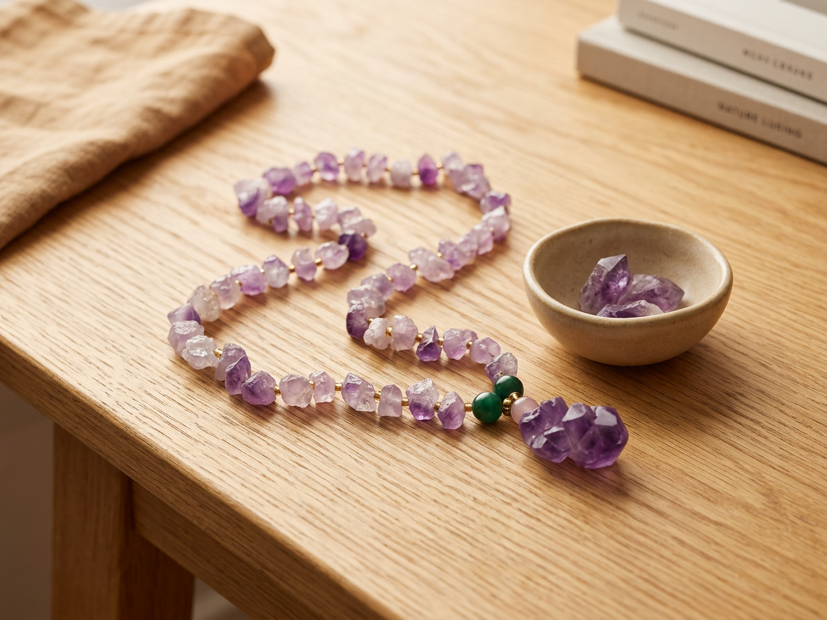 Raw Amethyst Point Pendant Necklace