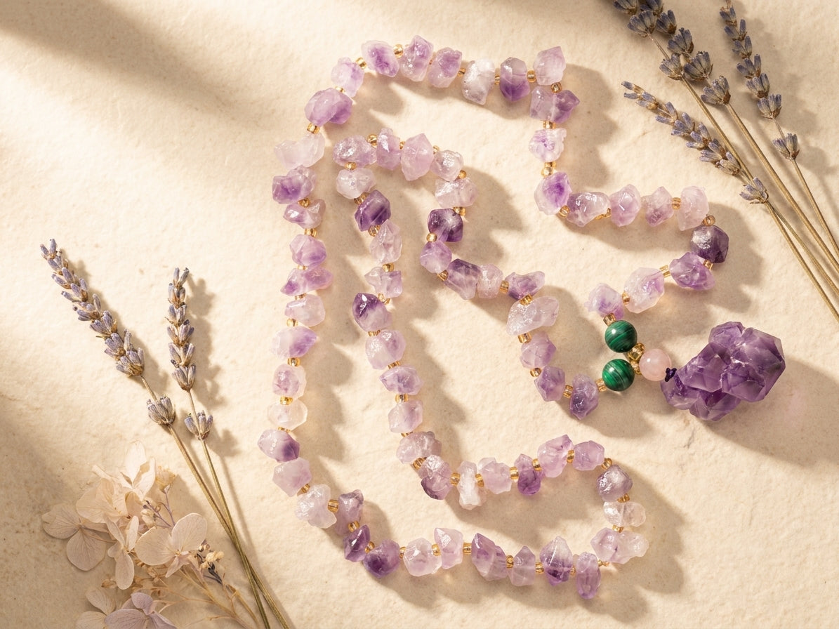 Raw Amethyst Point Pendant Necklace