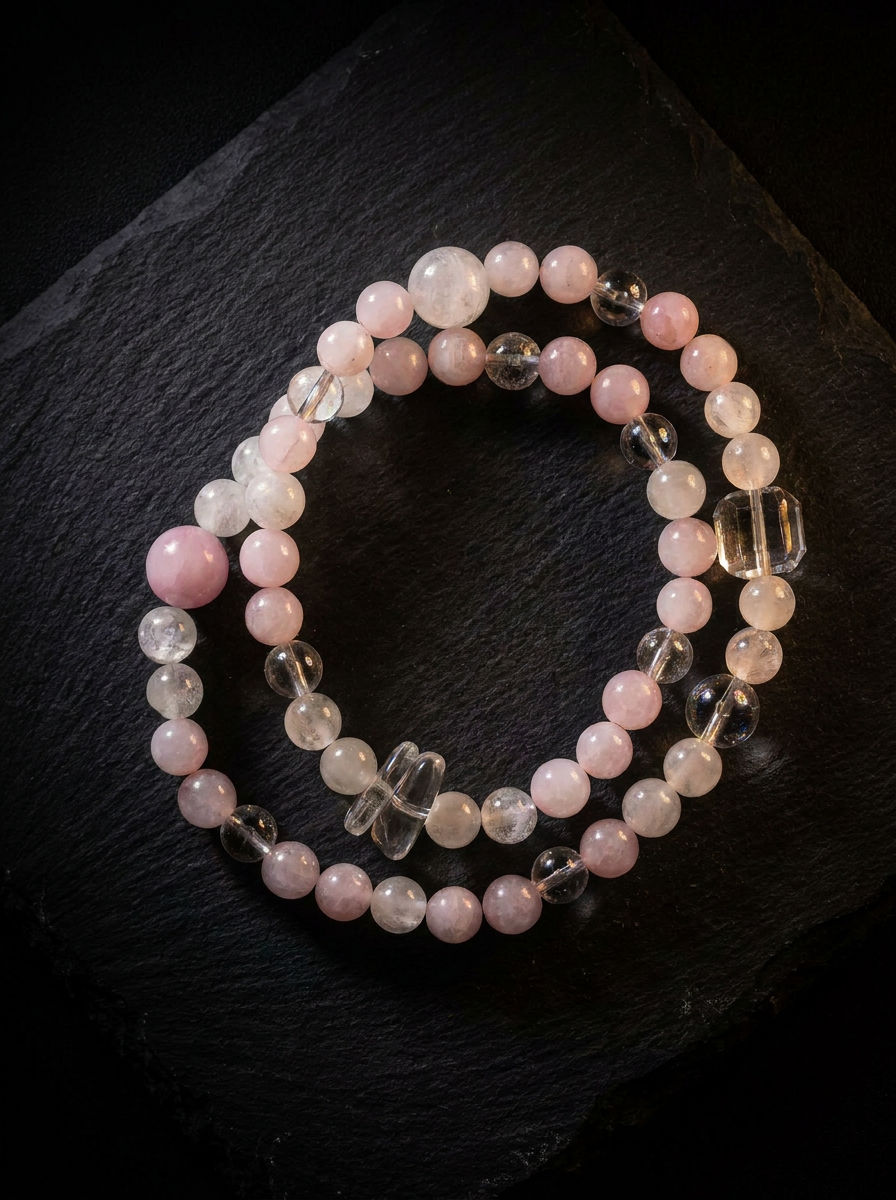 Blush Aura Double-Strand Rose Quartz Bracelet