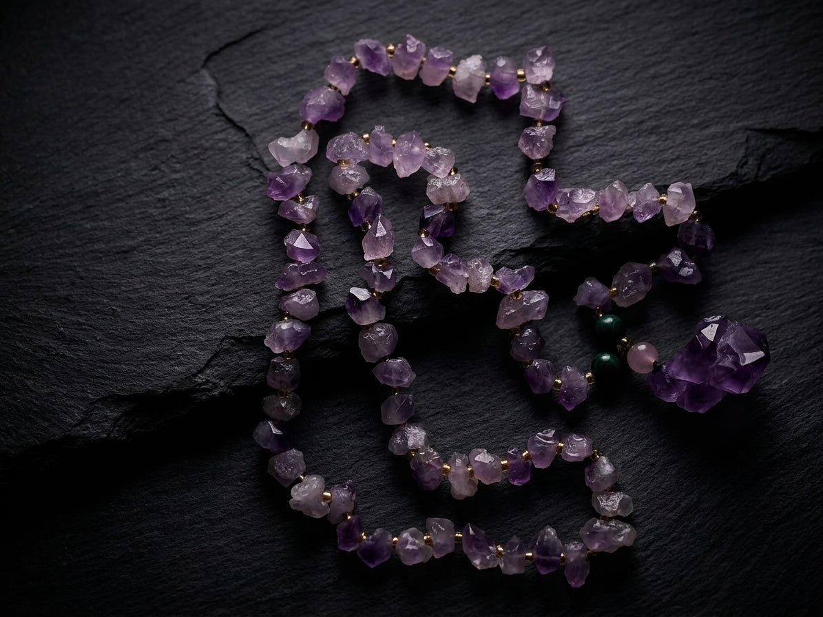Raw Amethyst Point Pendant Necklace