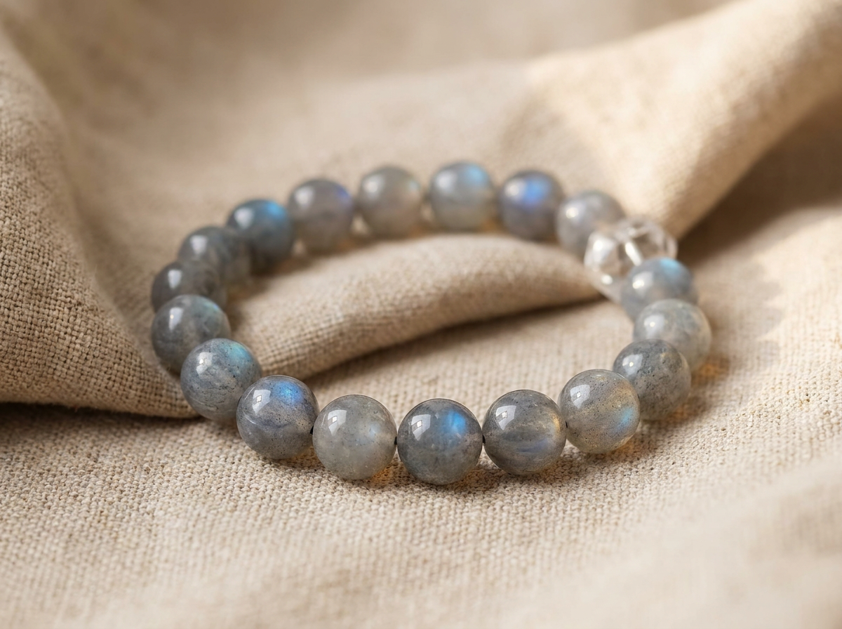 Lunar Tide Moonstone & Quartz Cube Bracelet