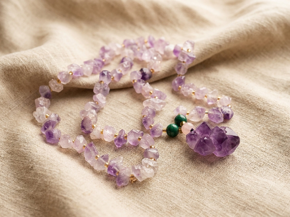 Raw Amethyst Point Pendant Necklace