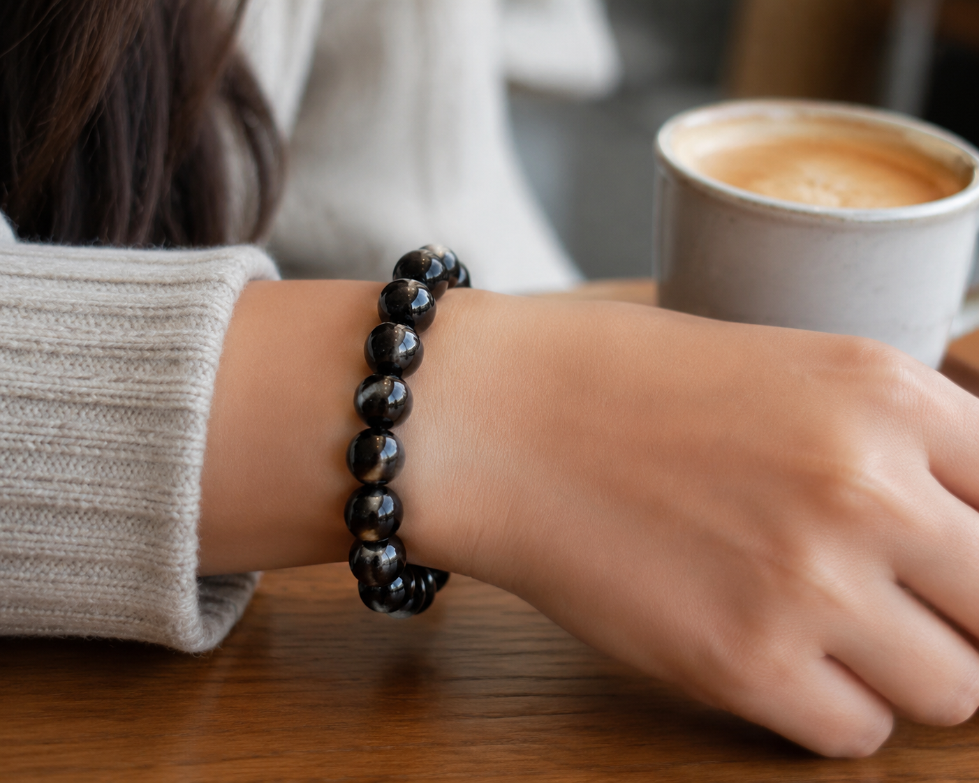 Silver Sheen Obsidian Protection Bracelet