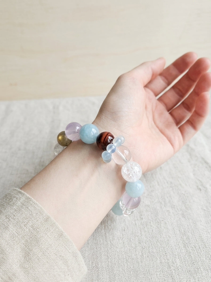 Seafoam Rose Mixed Crystal Bracelet