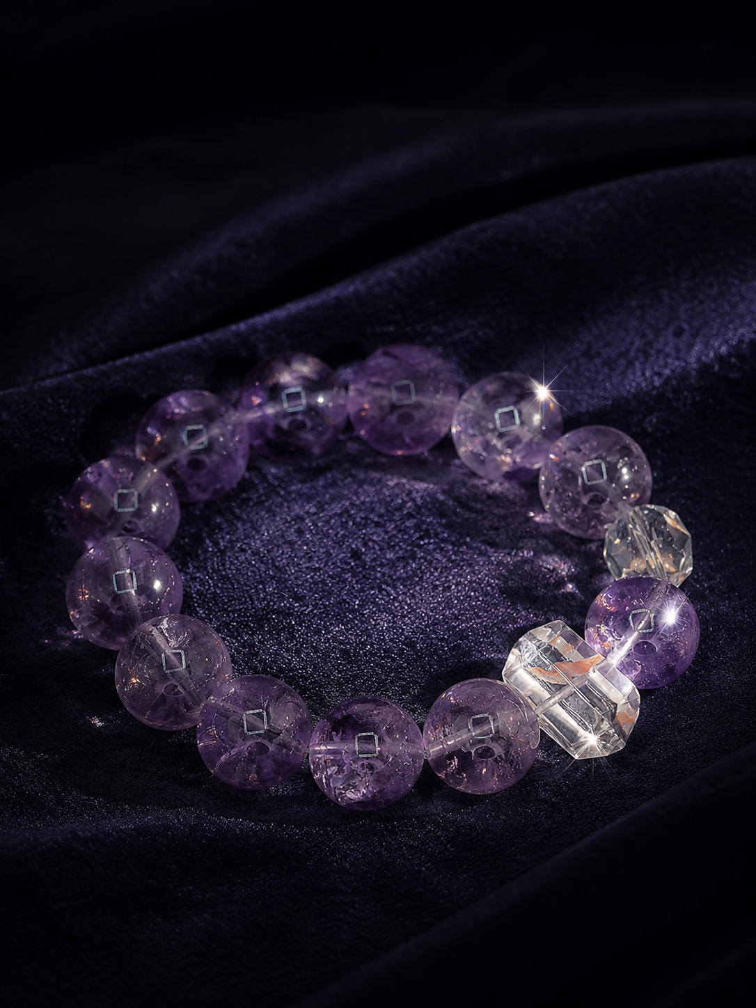 Lavender Bloom Amethyst & Golden Garden Quartz Bracelet
