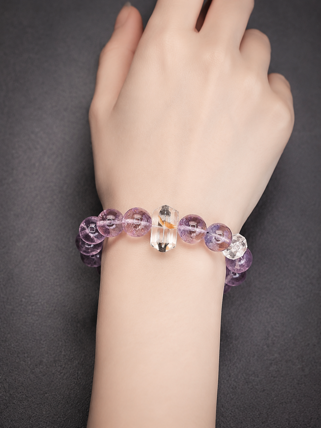 Lavender Bloom Amethyst & Golden Garden Quartz Bracelet