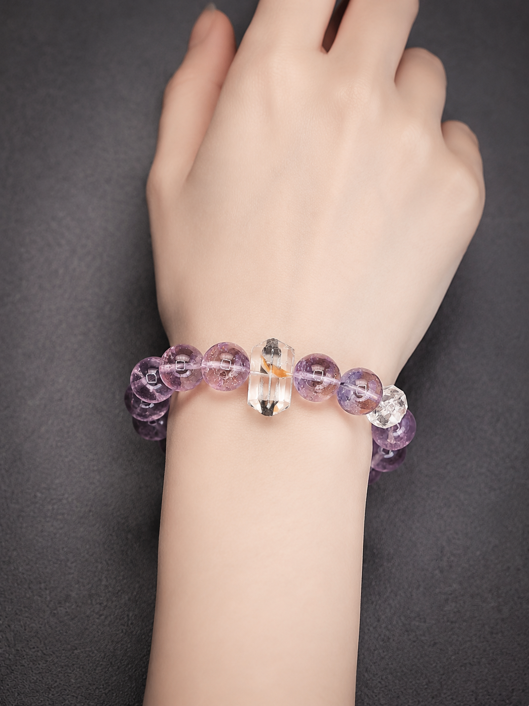Lavender Bloom Amethyst & Golden Garden Quartz Bracelet