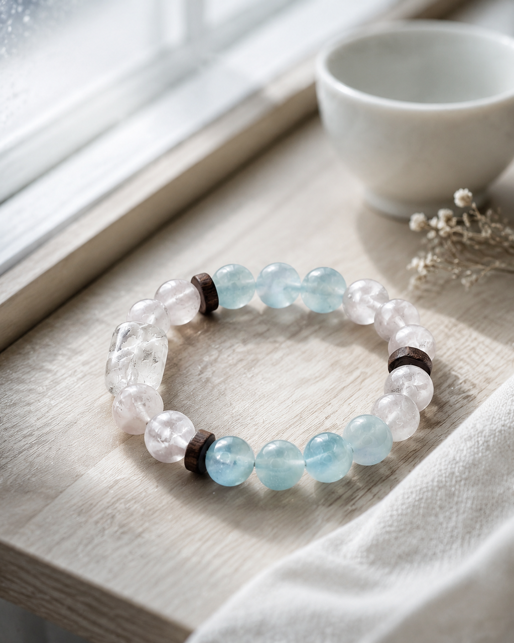 Winter Mist Snowflake Phantom & Aquamarine Bracelet