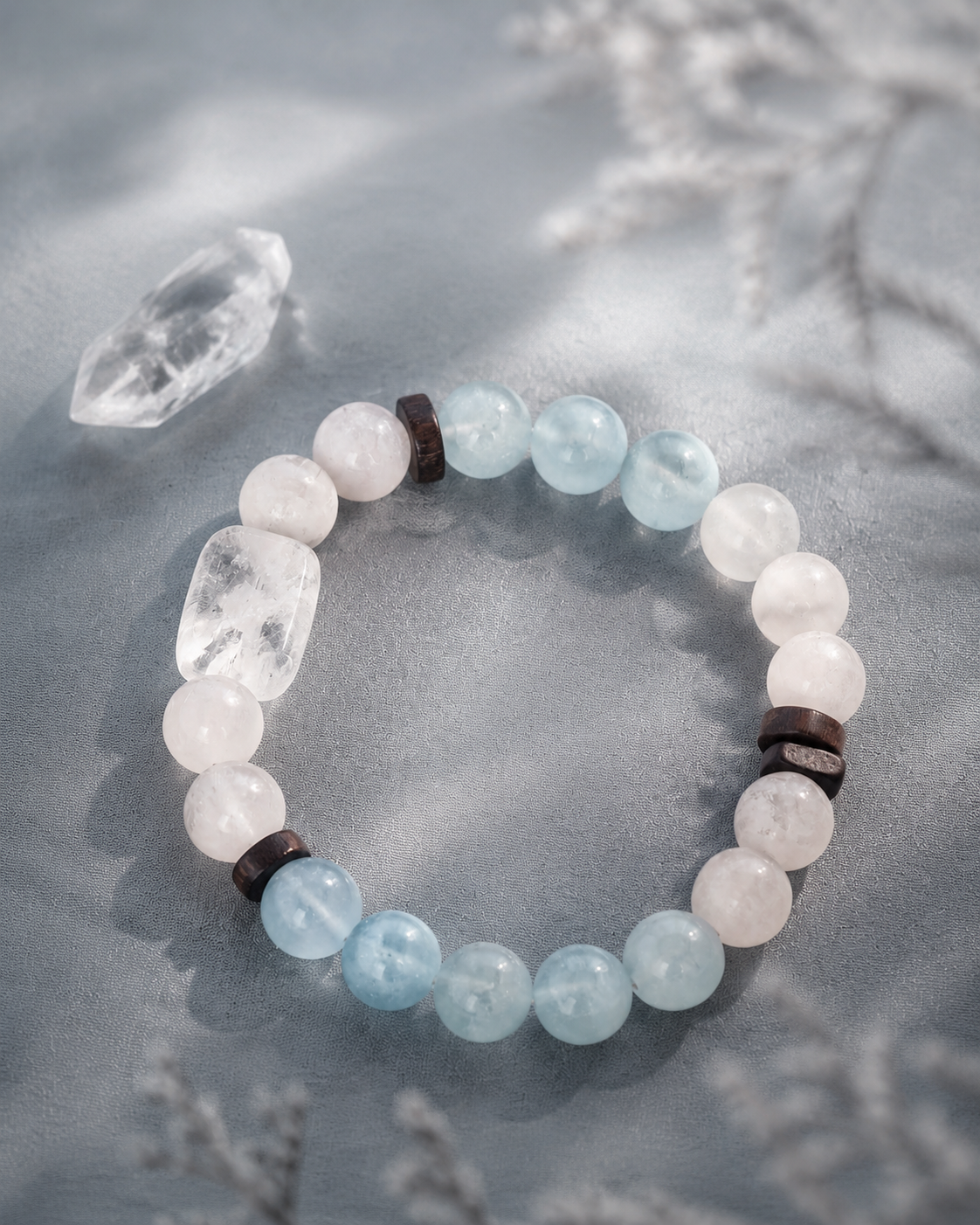 Winter Mist Snowflake Phantom & Aquamarine Bracelet