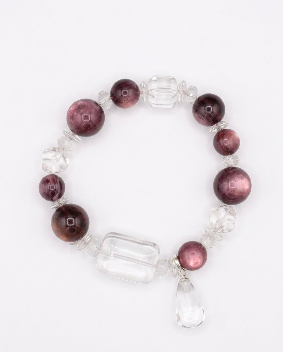 Crystal Cascade Clear Quartz & Lepidolite Bracelet