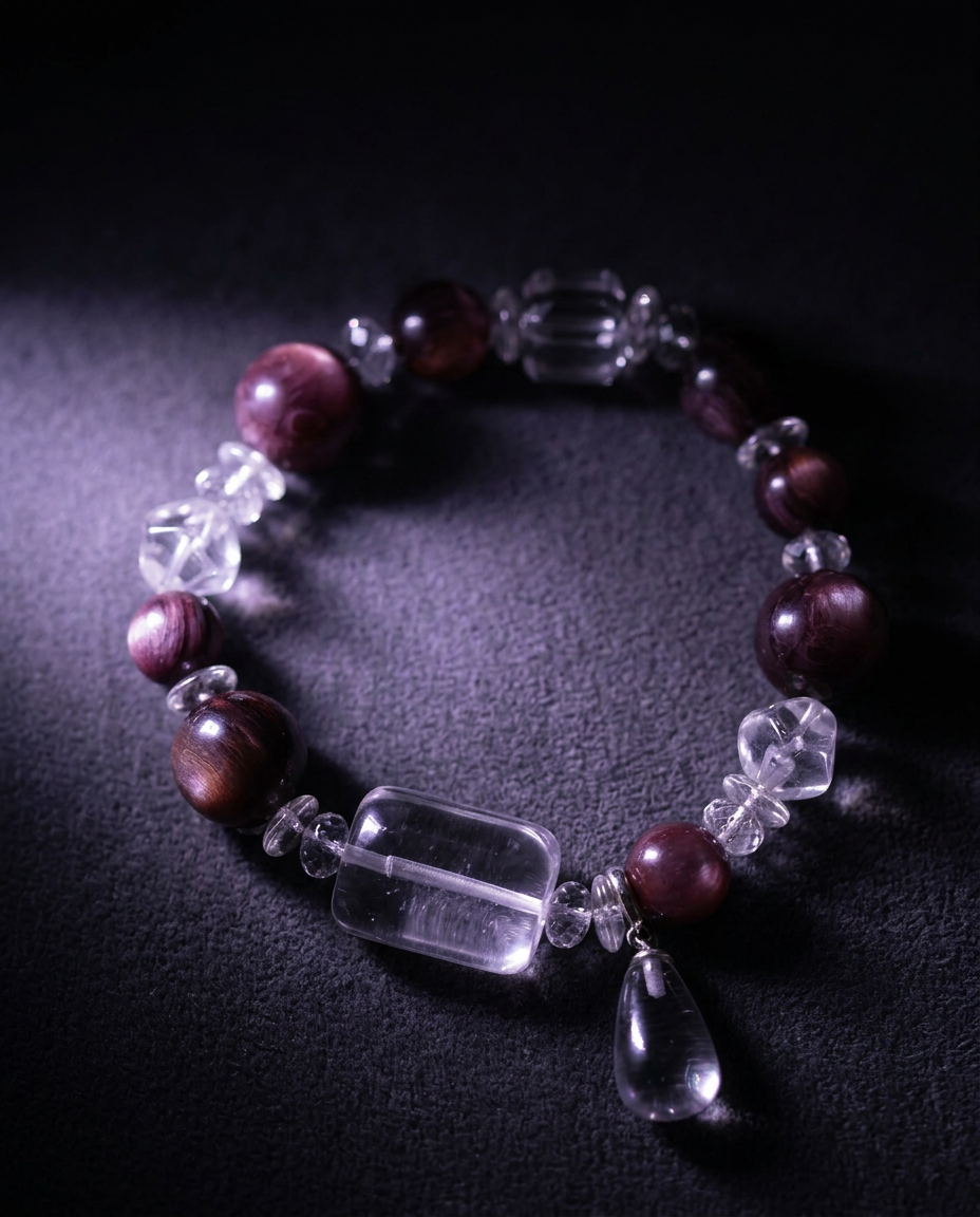 Crystal Cascade Clear Quartz & Lepidolite Bracelet