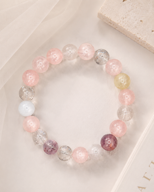 Blush Dawn Rose Quartz & Aquamarine Harmony Bracelet