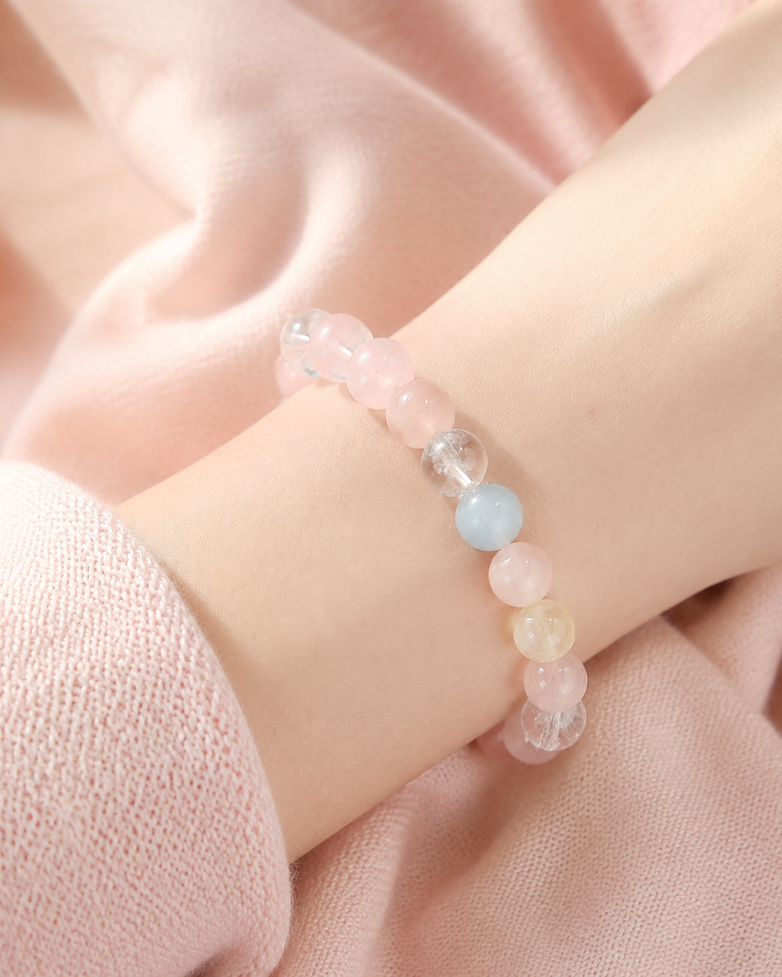 Blush Dawn Rose Quartz & Aquamarine Harmony Bracelet