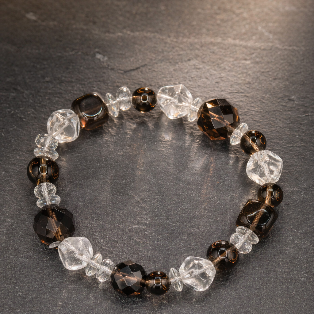 Shadow Light Smoky Quartz & Clear Quartz Bracelet