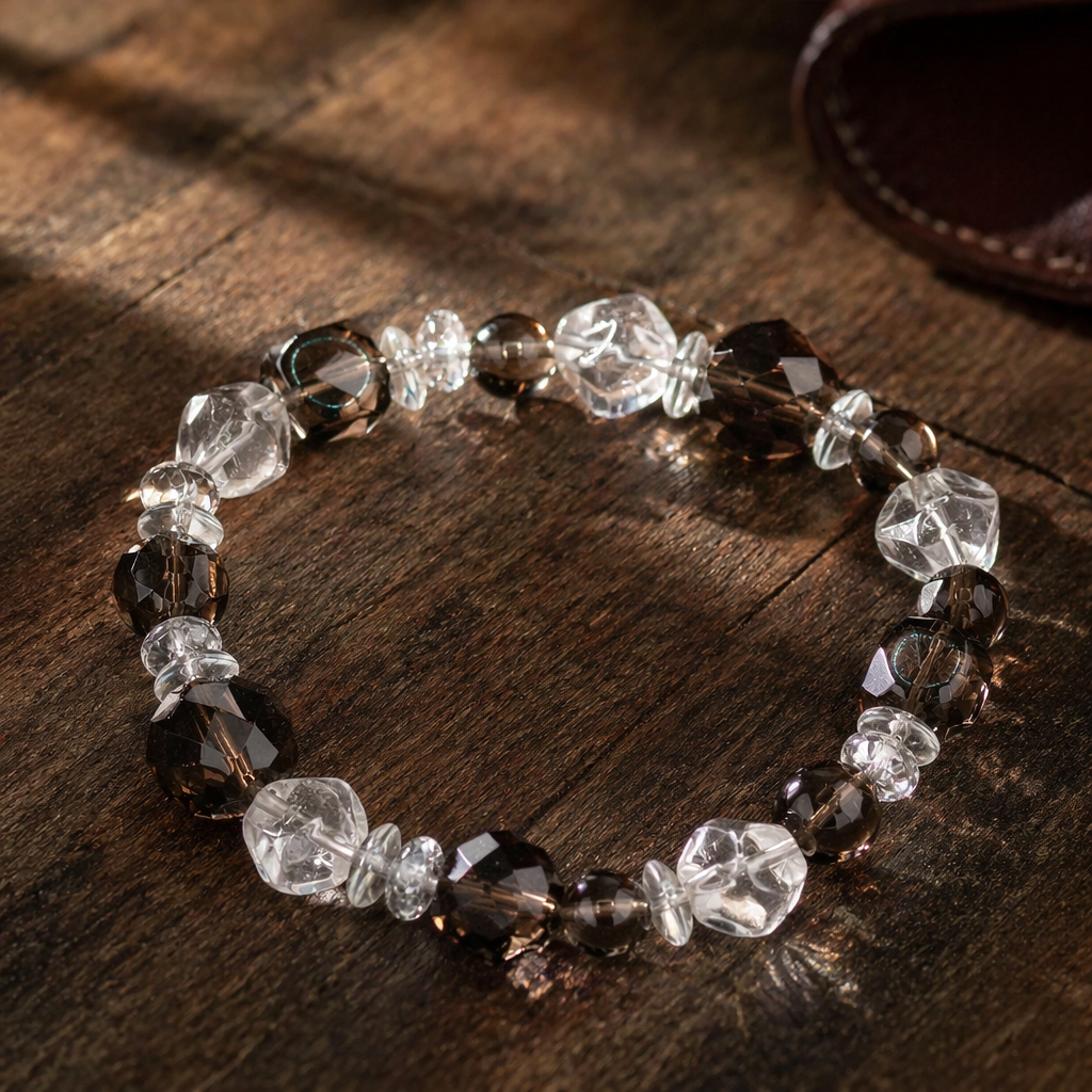 Shadow Light Smoky Quartz & Clear Quartz Bracelet