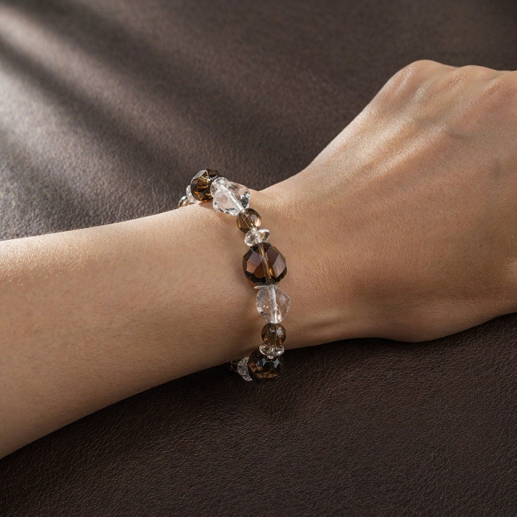 Shadow Light Smoky Quartz & Clear Quartz Bracelet