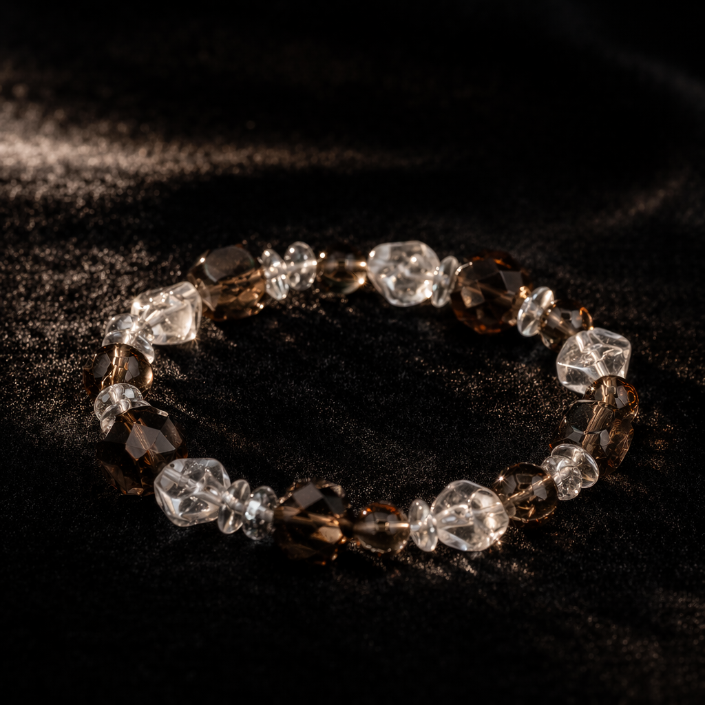 Shadow Light Smoky Quartz & Clear Quartz Bracelet