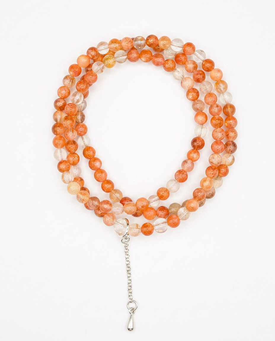 Solar Flare Sunstone & Clear Quartz Twisted Bracelet