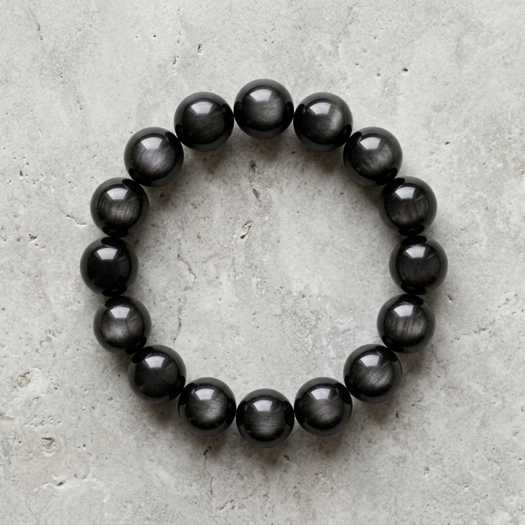 Silver Sheen Obsidian Protection Bracelet