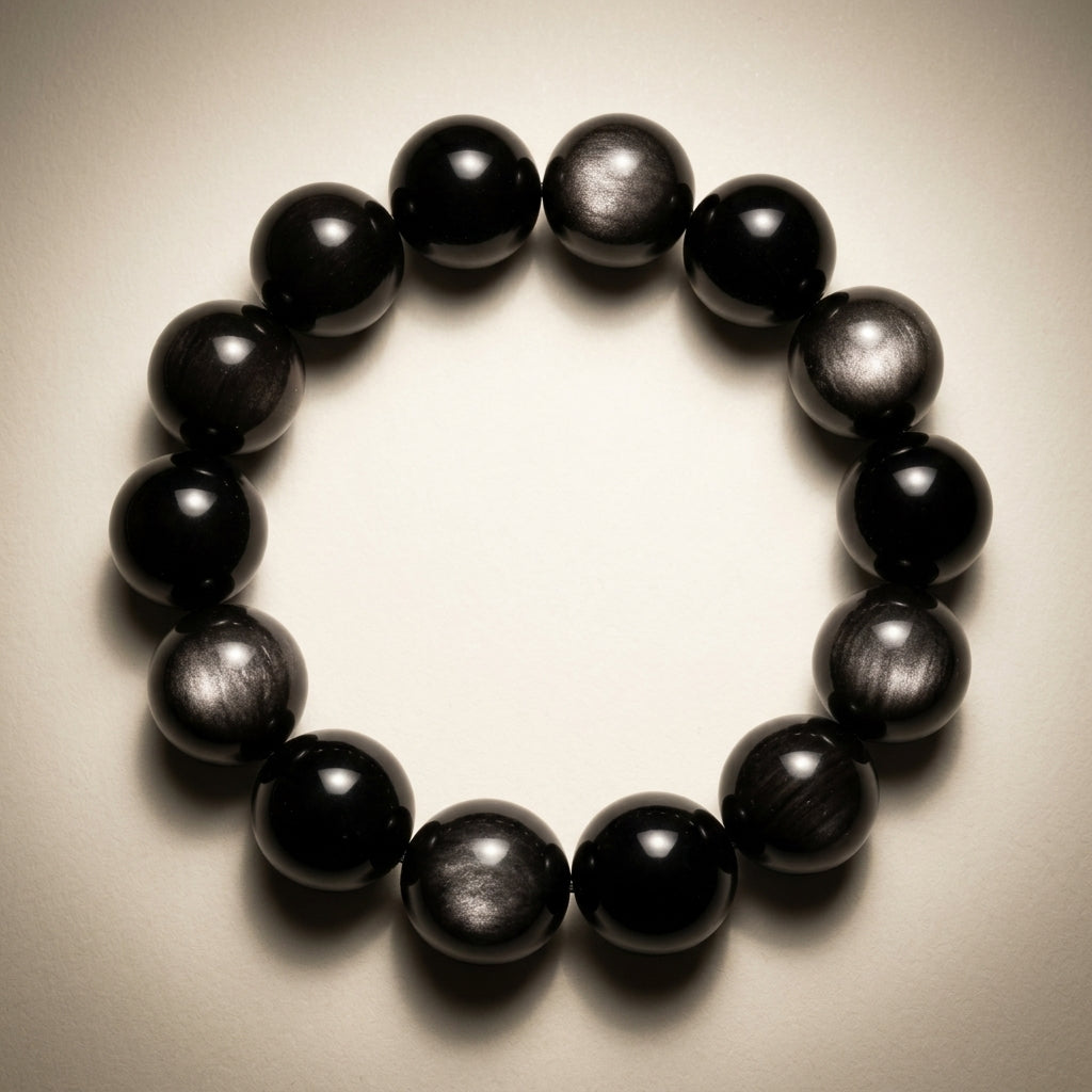 Silver Sheen Obsidian Protection Bracelet
